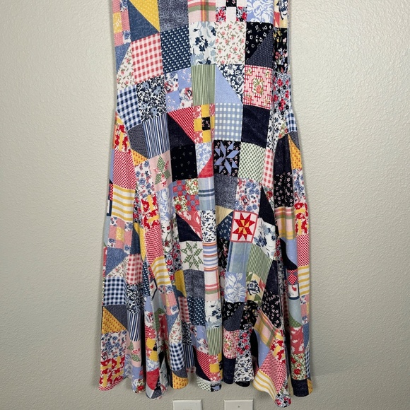 Polo Ralph Lauren size L maxi dress patchwork print waffle knit sleeveless - Picture 4 of 14